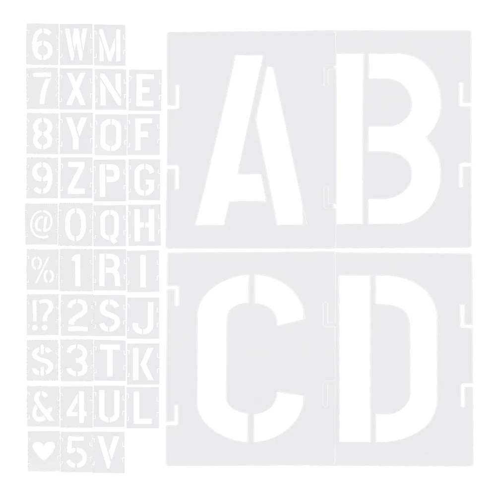 42 Stück Buchstabenvorlagen, Malschablonen, langlebig, wiederverwendbar, für Heimwerker, Basteln, Holz, Stoff, Papier, Malschablone, Alphabet, Zahl