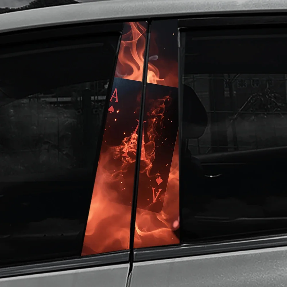 Fire Poker PET Car Stickers Waterproof DIY Auto B-pillar Playing Card Decoration Cover Scratches Universal Vehicle Decals