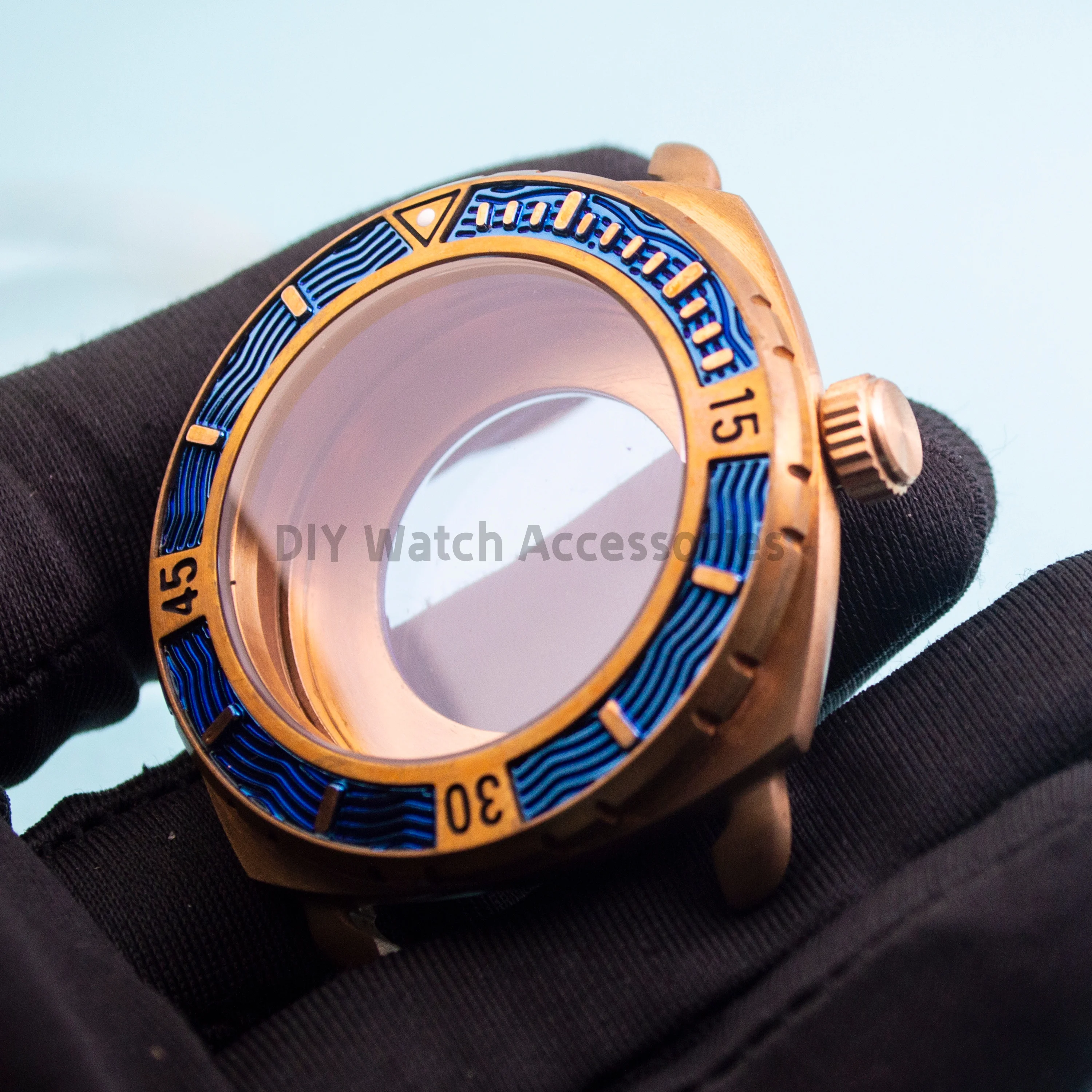 

Bronze 44mm men's watch case fixed bezel sapphire glass case with NH34 NH35A NH36 ETA2824 Vintage Watch Case 32mm dial