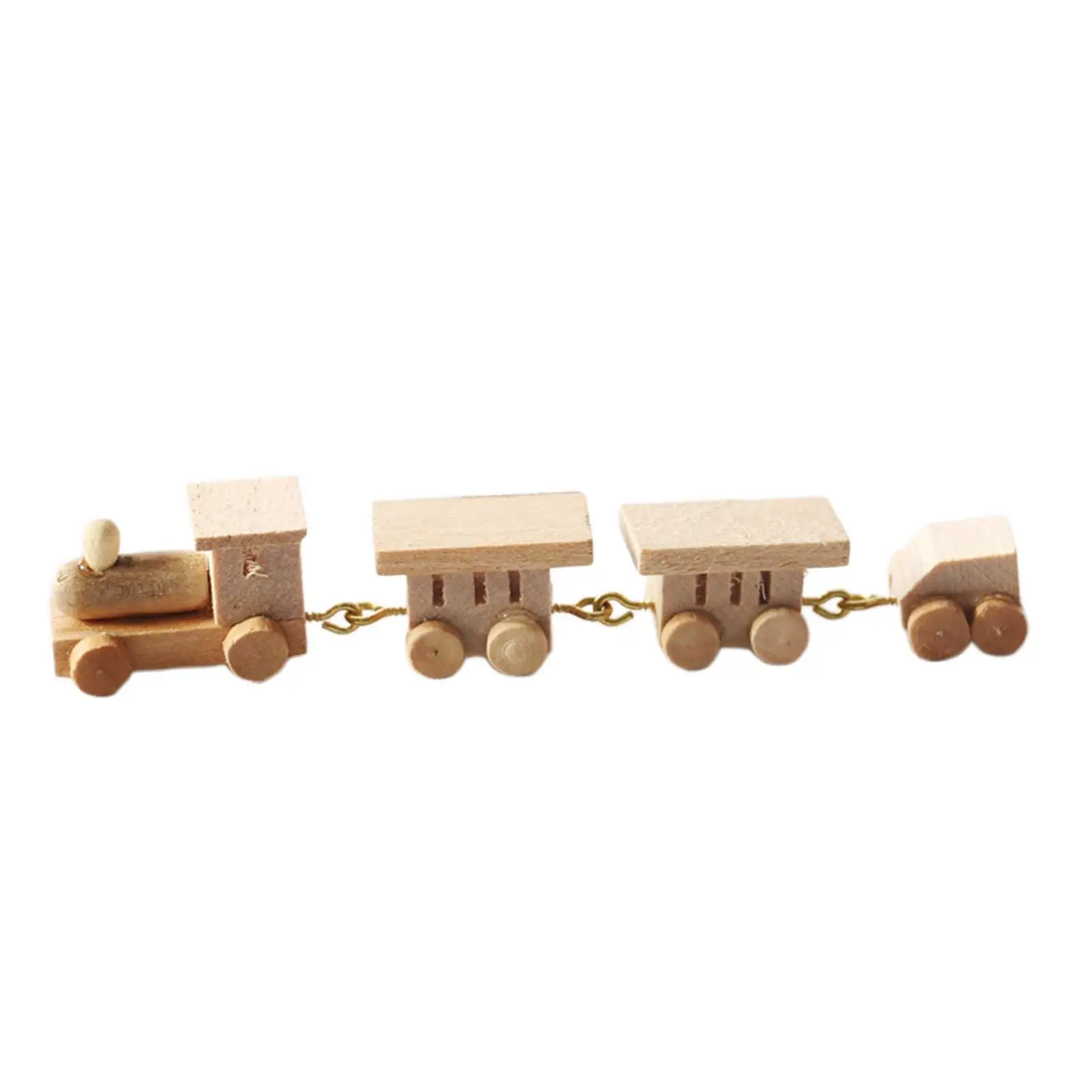 Conjunto de trem de simulação artesanal de brinquedo de trem de casa de bonecas de madeira 1/12 para