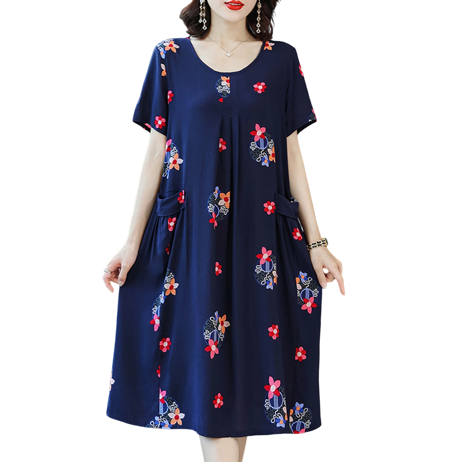 

Women's Plus Size Dress Casual Loose Floral Dresses with Pockets for Going Beach Side Wear