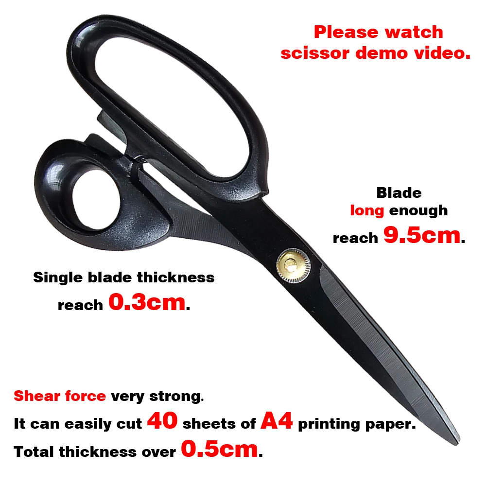 Jincraftsman®–8.5 Inch Black Titanium Left-Handed Ergonomically Handicrafts Cloth Fabric Sewing Stationery Tailor Office Scissor