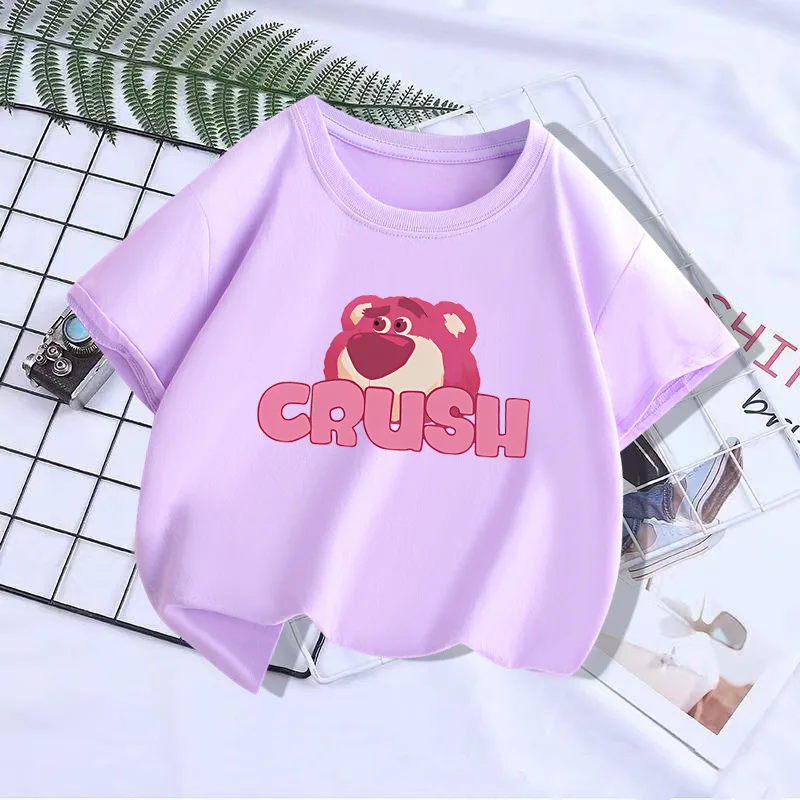 Children Clothes girl Summer Cute Lotso T-shirt Baby Boys Cartoon Tshirts Toddler Girls Lots-o\'-Huggin\' Bear Short Sleeve ﻿