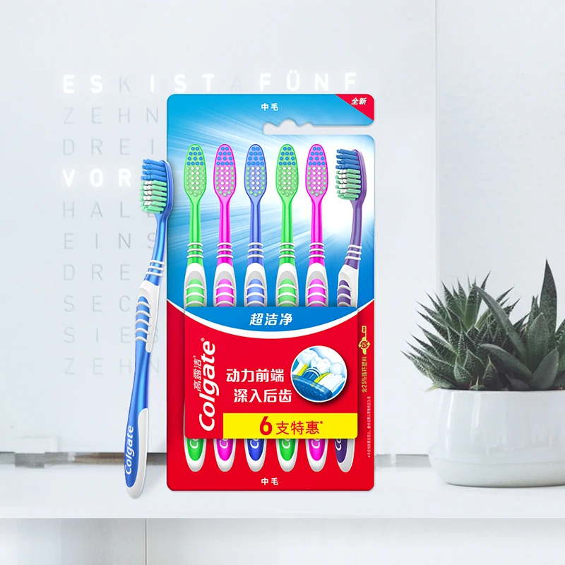 Colgate uitra čistý 6-pack střední natvrdo štětin čeleď rozměr dospělý zubní kartáček pro dosažitelný hluboká úklid z zubů a dásní