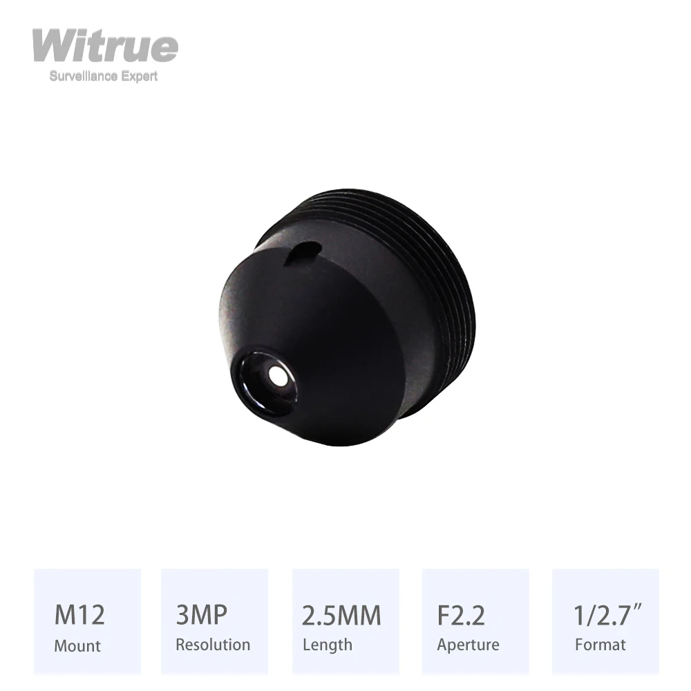 Witrue 미니 감시 보안 카메라용 핀홀 렌즈, HD 3MP 2.5MM M12 마운트 조리개, F2.2 포맷, 1/2 인치