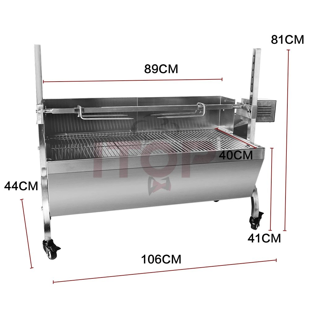 Outdoor Large Stainless Steel Hog Lamb Charcoal Barbeque Bbq Rotisserie Spit Roaster With 40kg Electric Motor Grill