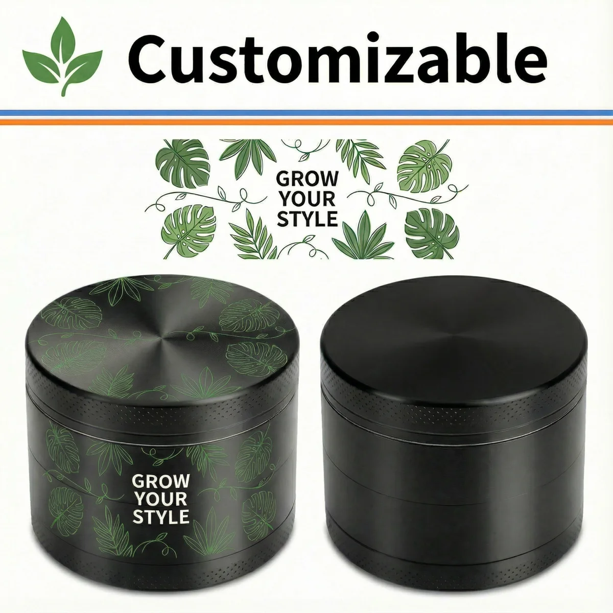 

2/2.5inch Customizable Herb Grinder Metal 4-Layer Manual Salt Mortar Personalization Grass Raw Tobacco Grinder Smoking Tool Gift