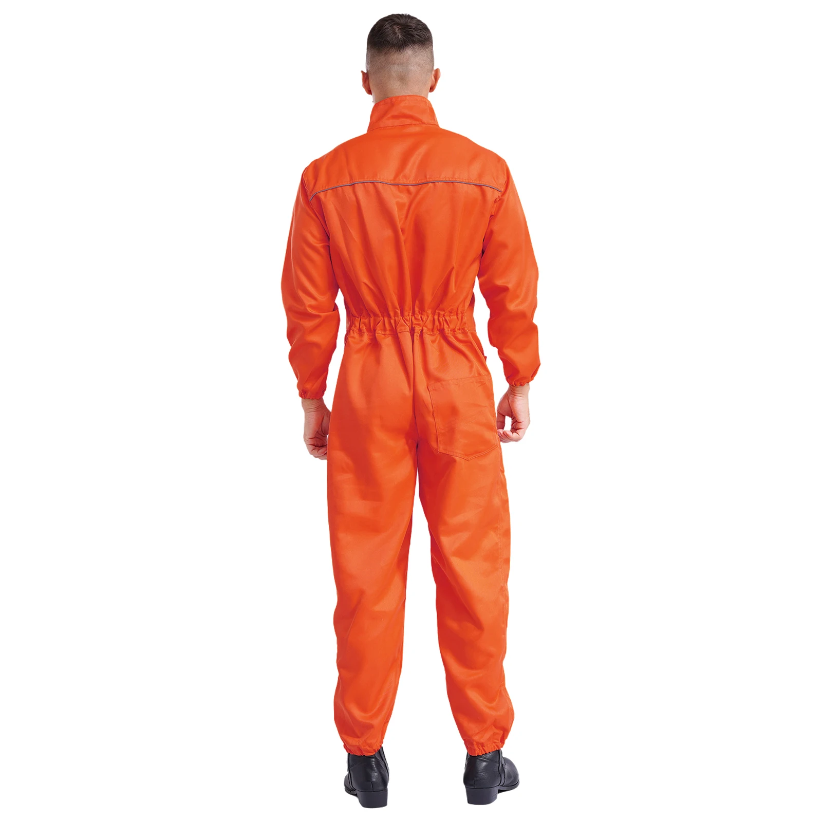 Mens Reflective Stripes Coveralls Zipper Jumpsuits Vehicle Repair Overalls Factory Workshop Engineering Work Clothes with Pocket