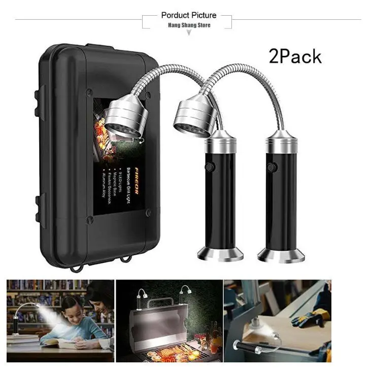 ไฟฉาย LED แสงสว่างสูง สำหรับตั้งแคมป์ ปิ้งย่าง ไฟทำงานแบบยืดหยุ่น 9 LED พร้อมฐานแม่เหล็ก ชุด 2 ชิ้น