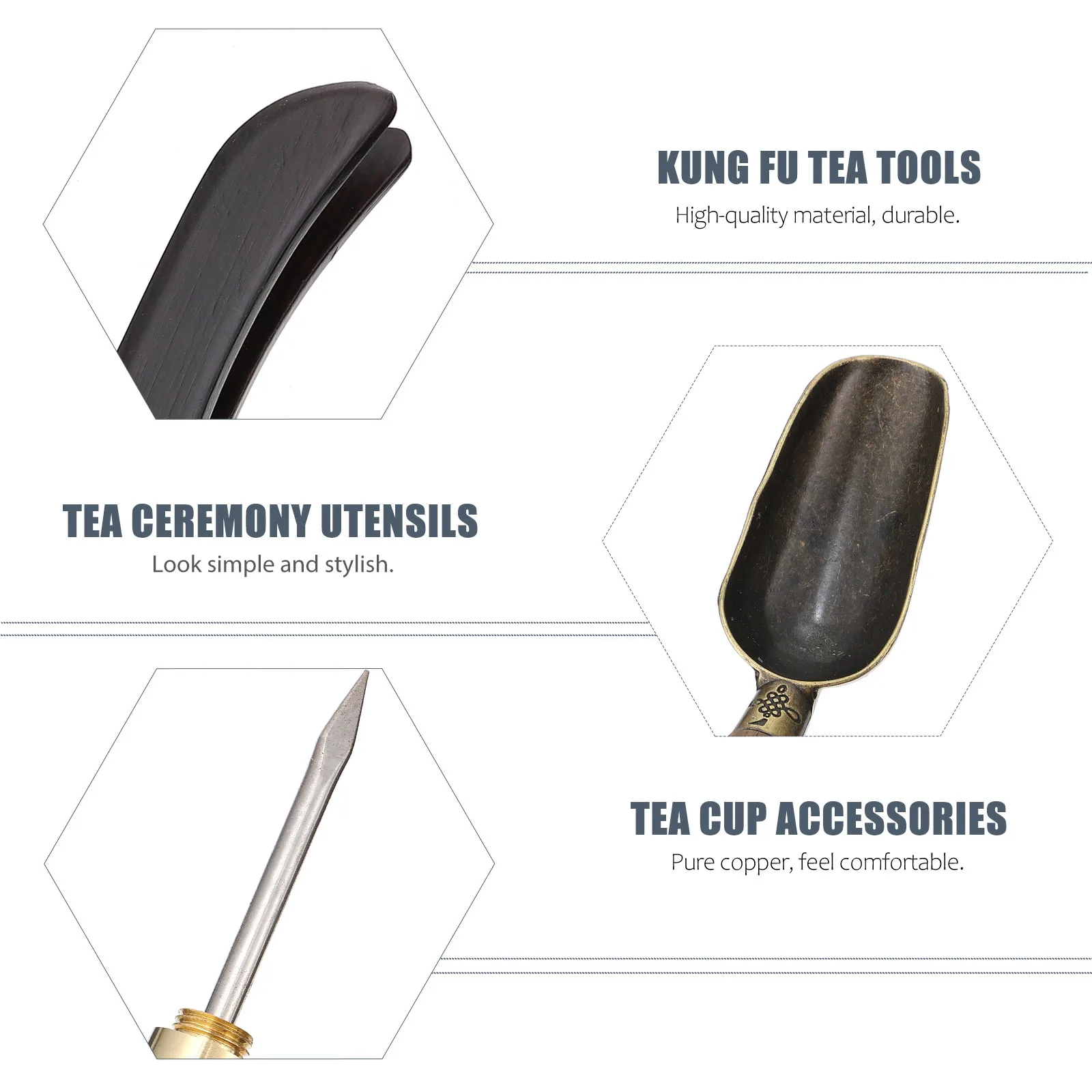 

5pcs Tea Ceremony Accessories Bamboo Alloy Copper Kung Fu Tools Chinese Preparing Utensils Home Office Decor Gifts Travel