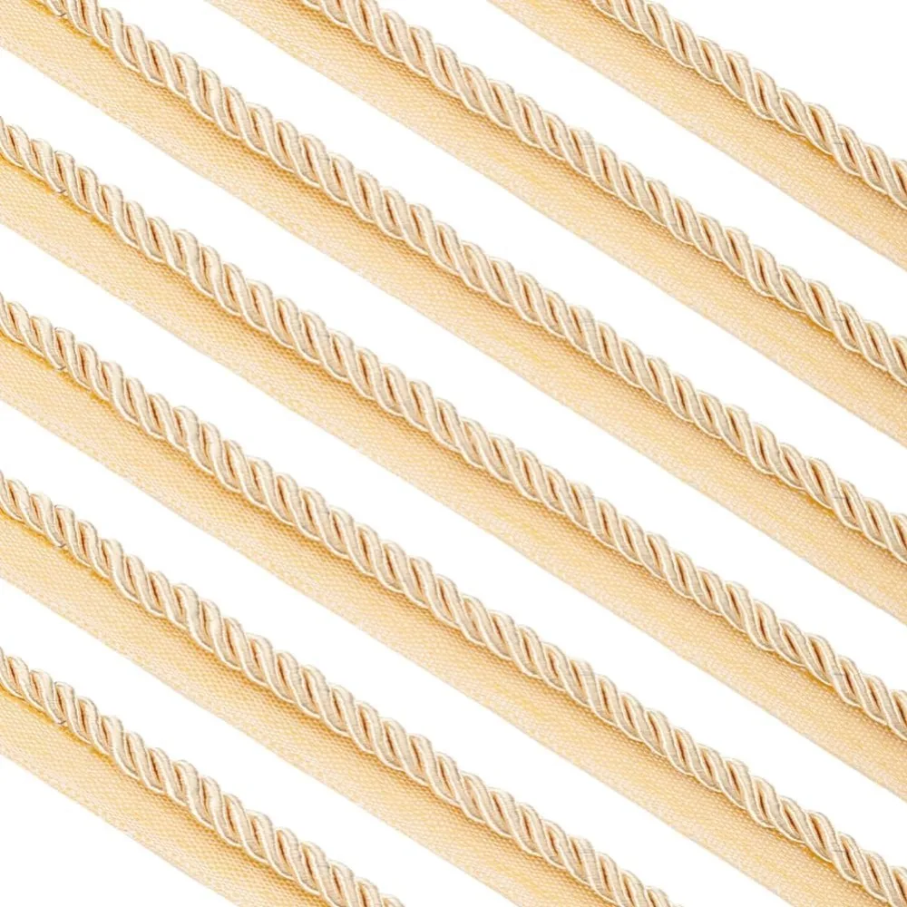 

11 Yards Twisted Lip Cord Trim 3/5inch Upholstery Trim Cord Rope Ribbon Light Khaki Braid Ribbon for Home Decoration DIY