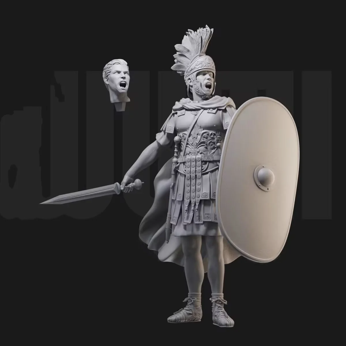 Figura in resina in scala 1/24 soldato romano centurione assemblare modello kit giocattolo statua 3D smontato e non verniciato