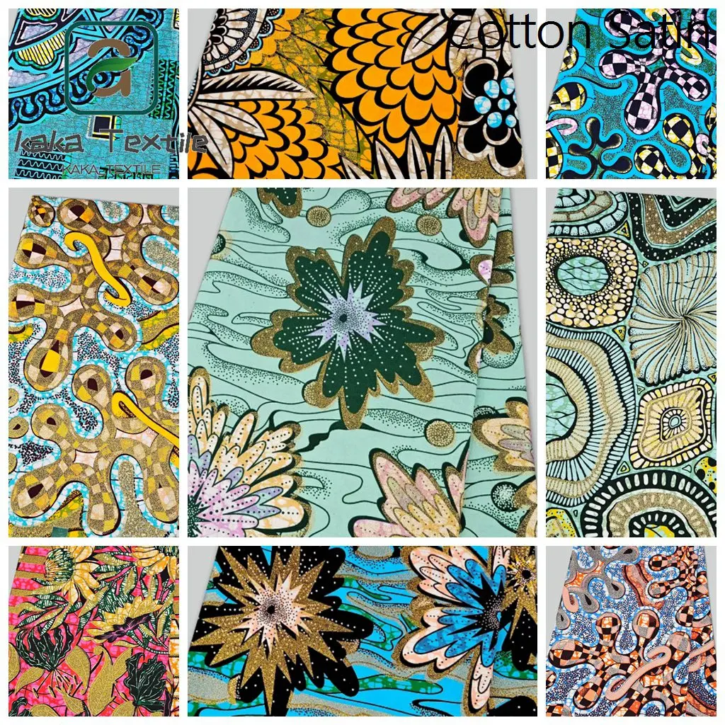 

2026 Новая Анкара, супер качество, настоящая восковая ткань с принтом Pagne Grand Glam Wax, 100% хлопок, блестящие восковые вещи для шитья, 6 ярдов