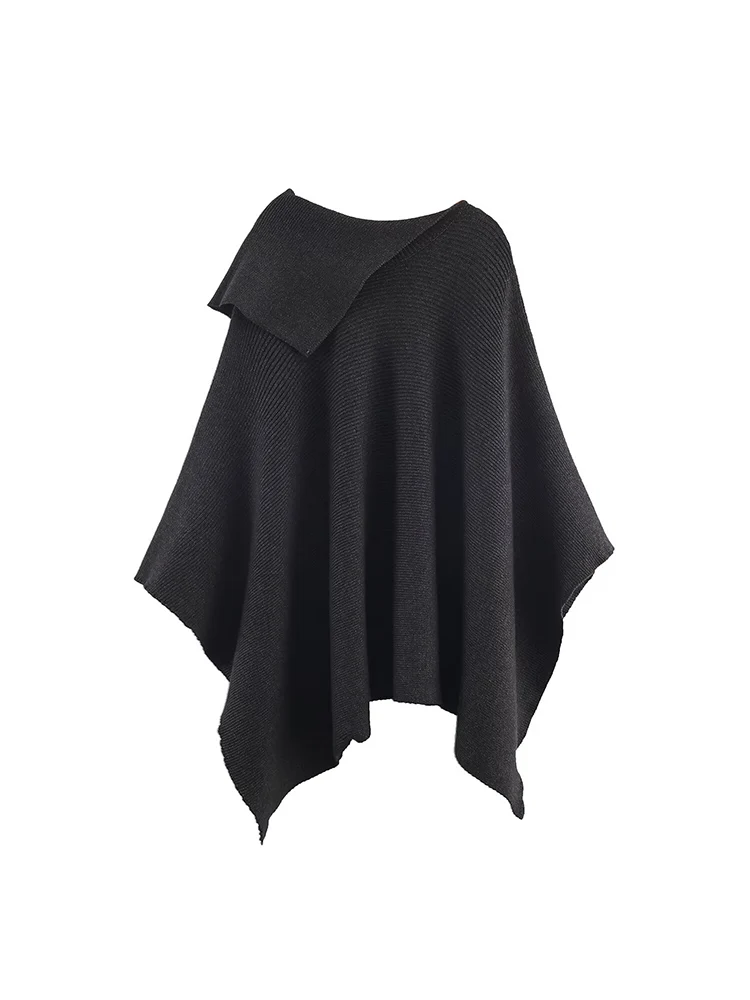 European and American style autumn new fashion women's temperament simple loose casual asymmetrical collar cape coat