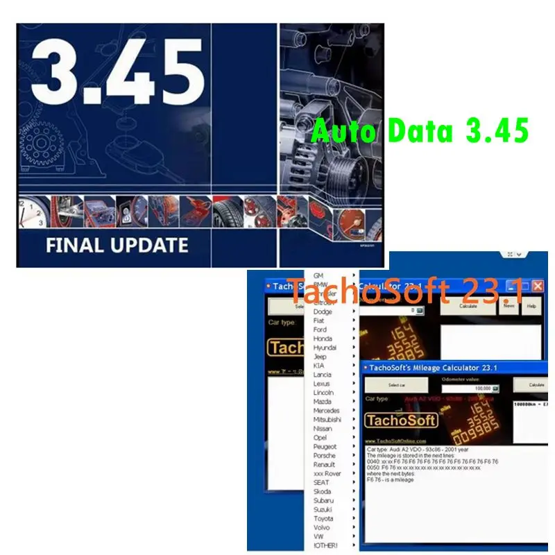 2025 Hot TachoSoft Mileage Calculator 23.1 TachoSoft Mileage Counter Calculation+Auto Data 3.45 Auto Repair 2in1 Software