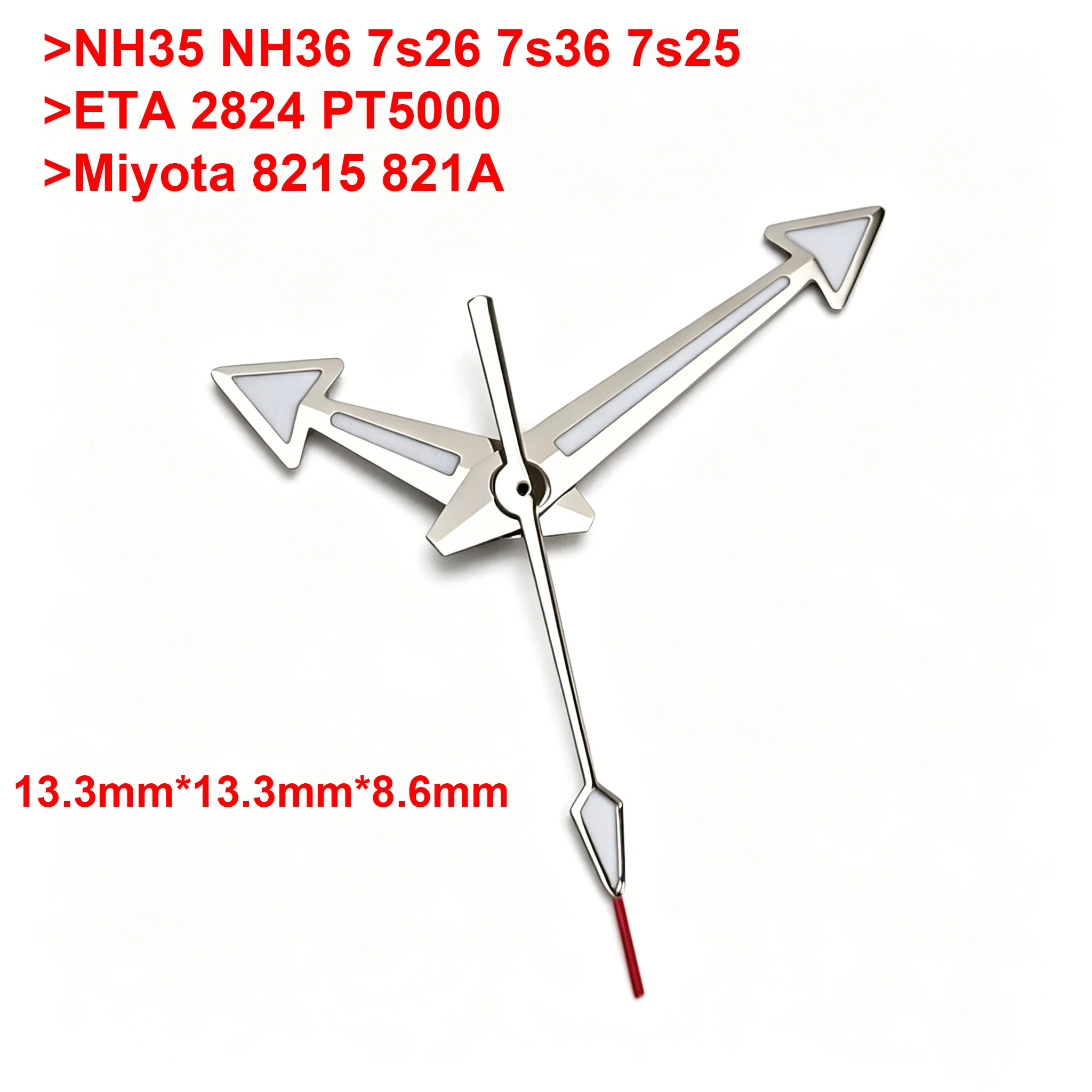 NEW 13.3mm*13.3mm*8.6mm Quality Watch Hands Needles Green Luminescent for NH35 NH36 ETA 2824 PT5000 Miyota 8215 821a Watch Parts