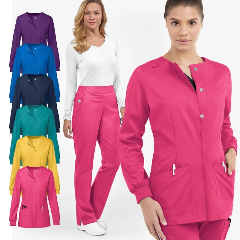 

Elastic Hand Wash Clothes Beauty Salon Skin Manager SPA Doctor's Work Suit Long Sleeved V-neck Nurse's Uniform Set