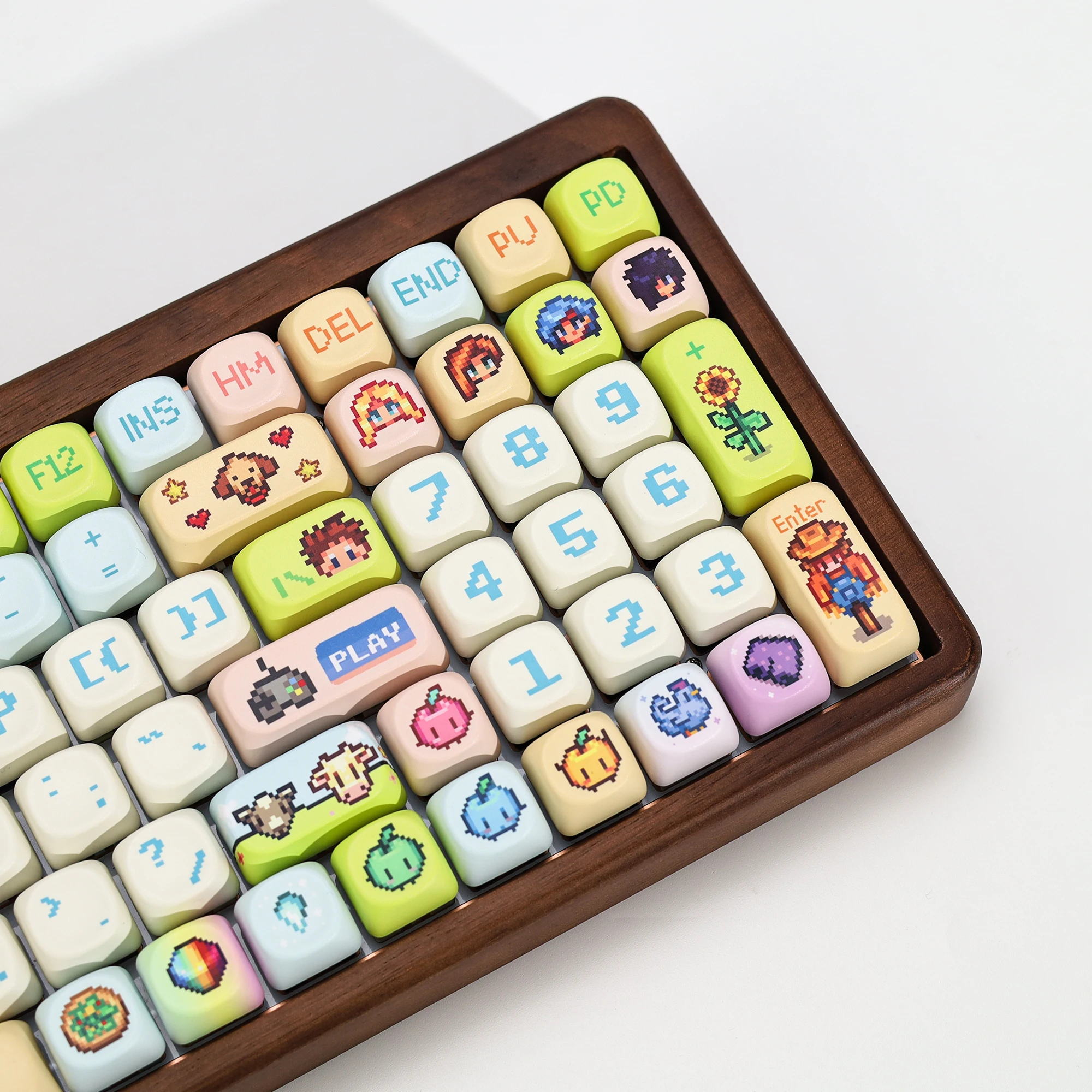 KBDiy Stardew Valley Themen-Keycaps Niedliche Anime Retro PBT KOA MOA Profil Alice ISO Tastenkappen Maßanfertigung für 60% Gamer Mechanische Tastatur – Detail 13