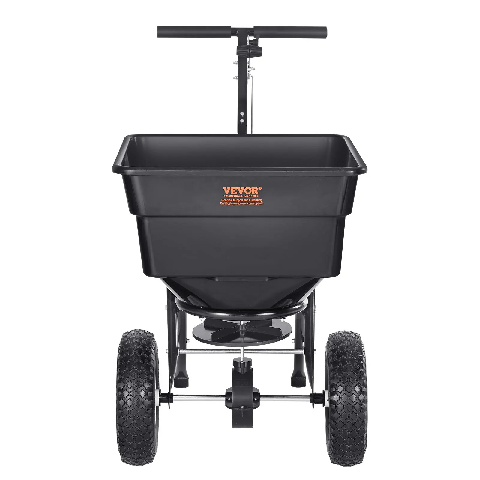 VEVOR Broadcast Spreader, 100 LB Walk-Behind Turf Spreader with 12