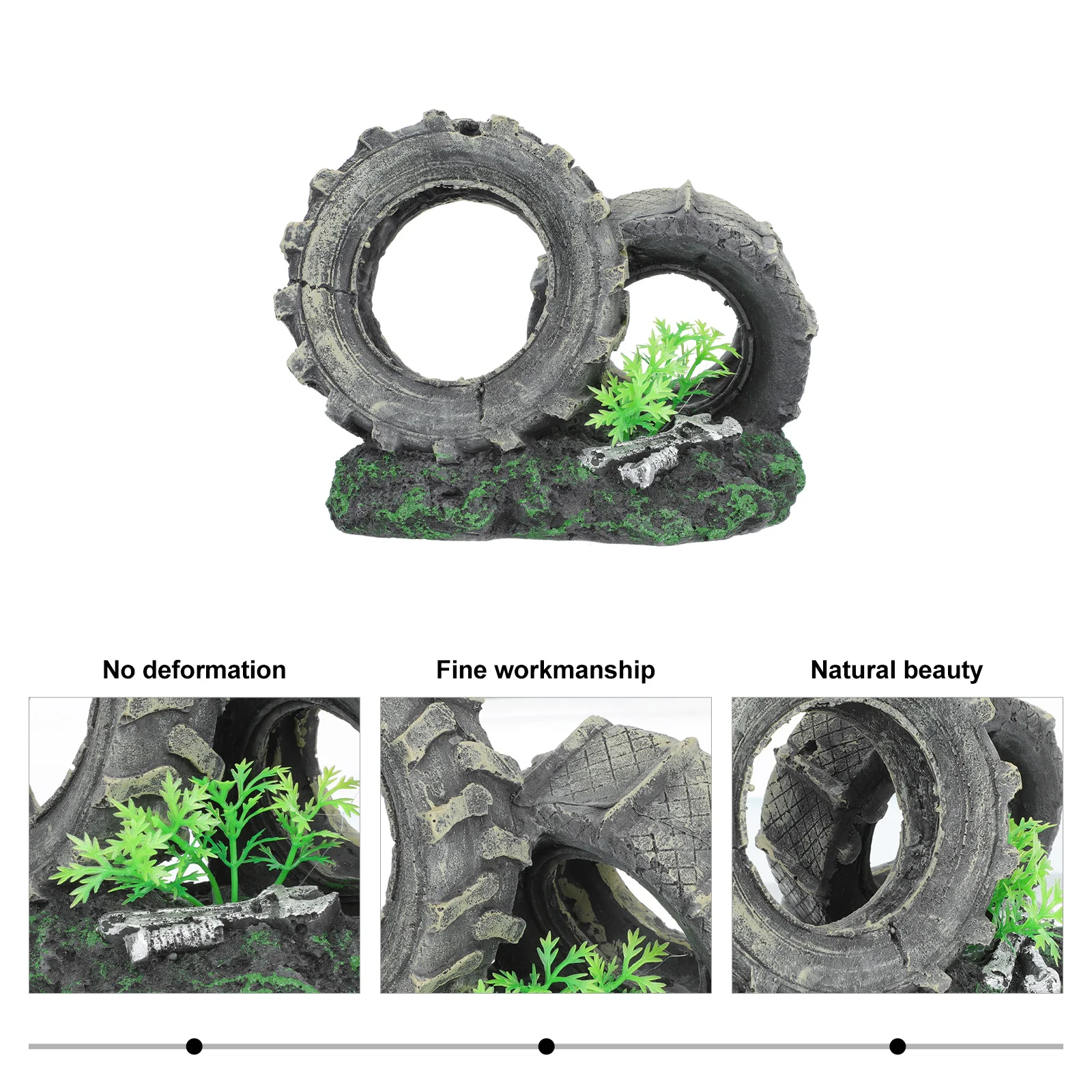 

Fish Tank Resin Decor Car Tire Ornament Aquarium Hideout Shelter Lifelike Decorative Resin Craft Aquarium Landscaping Ornament