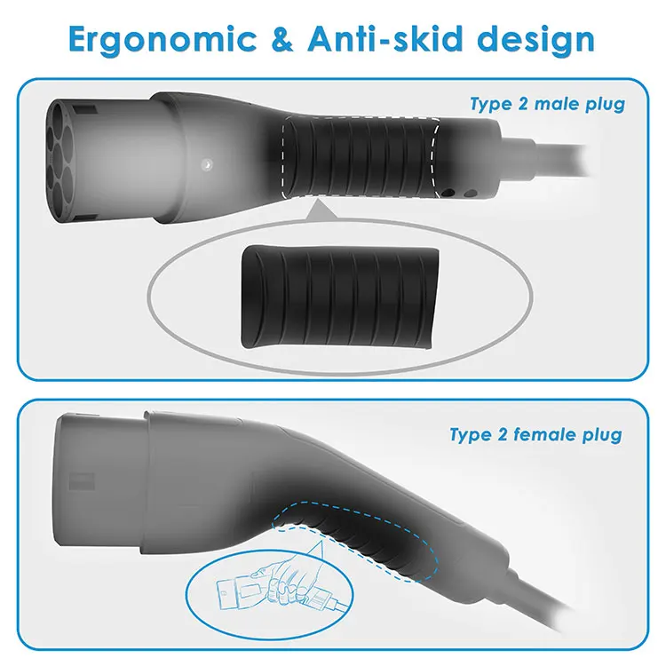 Single Phase 32A Type 2 To Type 2 EV Connector Male Female AC Electric Vehicle Extension Charging Type2 Type2 Car Charger Cable