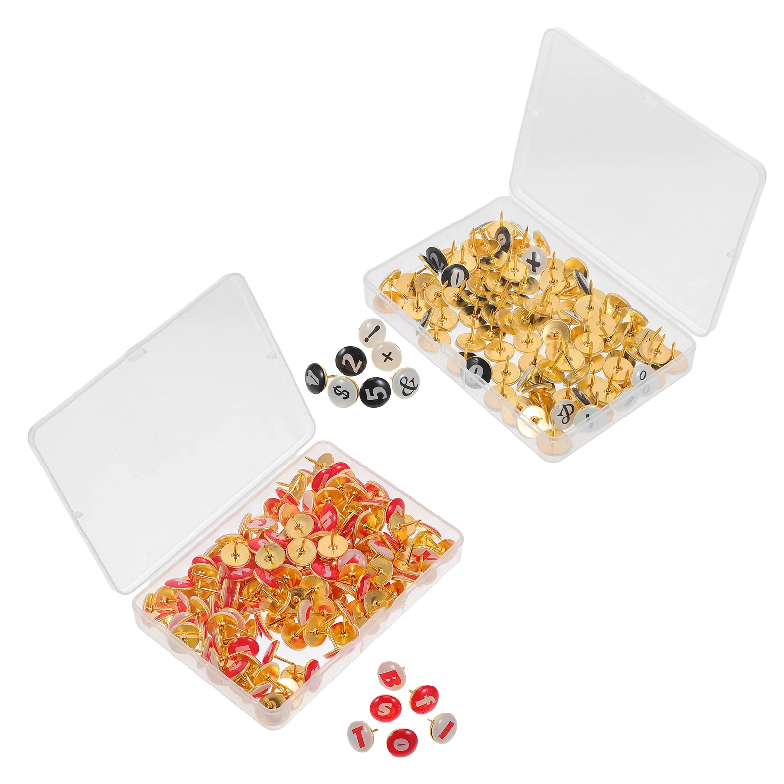 

260Pcs Alphabet Thumb Tacks Flat Round Number Push Pins Decorative Mathematical Symbols for Bulletin Cork Board Office Photo