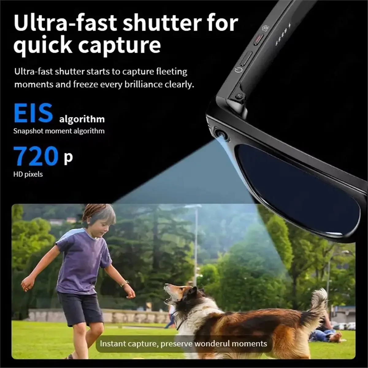 

AI Smart Glasses with 8MP Camera Video Recording 100+ Languages Translation Bluetooth Call Music Play Color Change