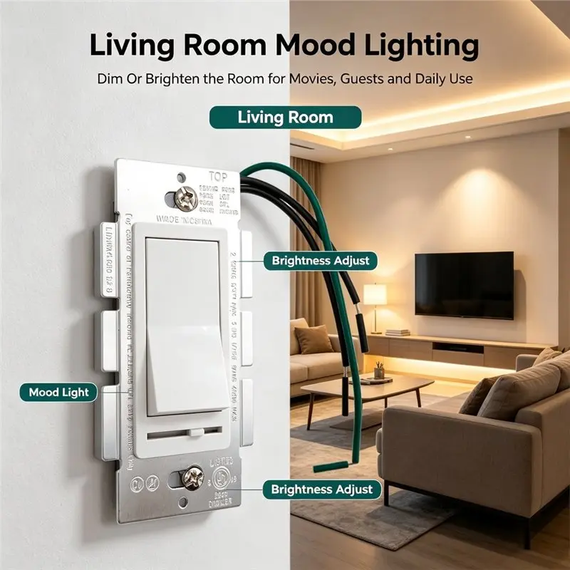 AB33-US Standard Dimming Switch LED Lighting Control Panel Rotary Dimmer Panel Dimmer Switch