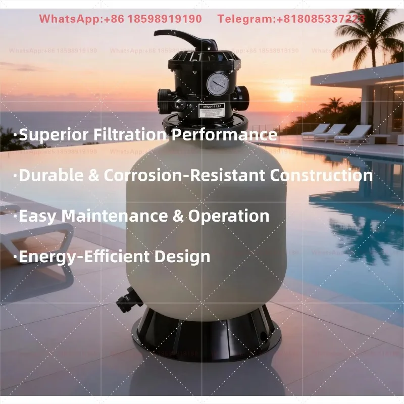 16 Inch Pool Sand Filter Tank with 7-Way Multi Port Valve & Pressure Gauge, 21000 Gallon Filtration Equipment for Above Ground
