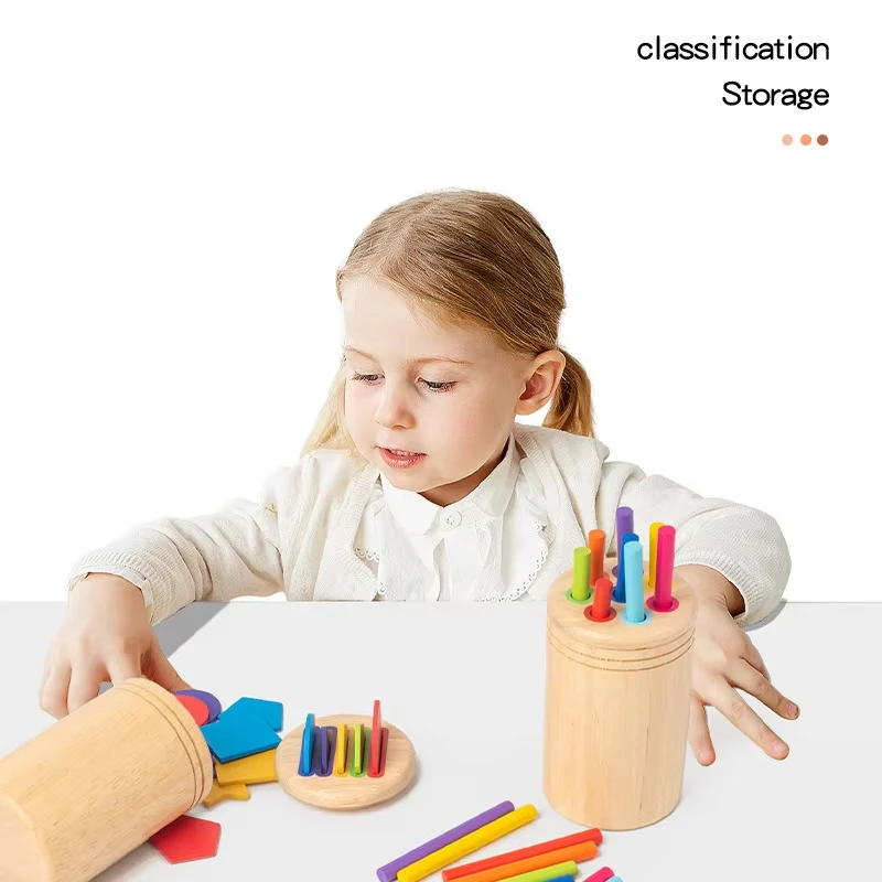 Montessori Baby Toys Toddler Cognition Learning Color Shape Sorting Box Object Permanence Coin Stick Matching Educational Toys