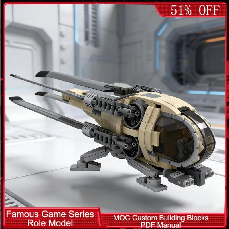 

865 деталей: Конструктор MOC «Военный самолет-орнитоптер в пустынном стиле», модульная сборка, простые технологии, популярный DIY-набор, праздничный подарок