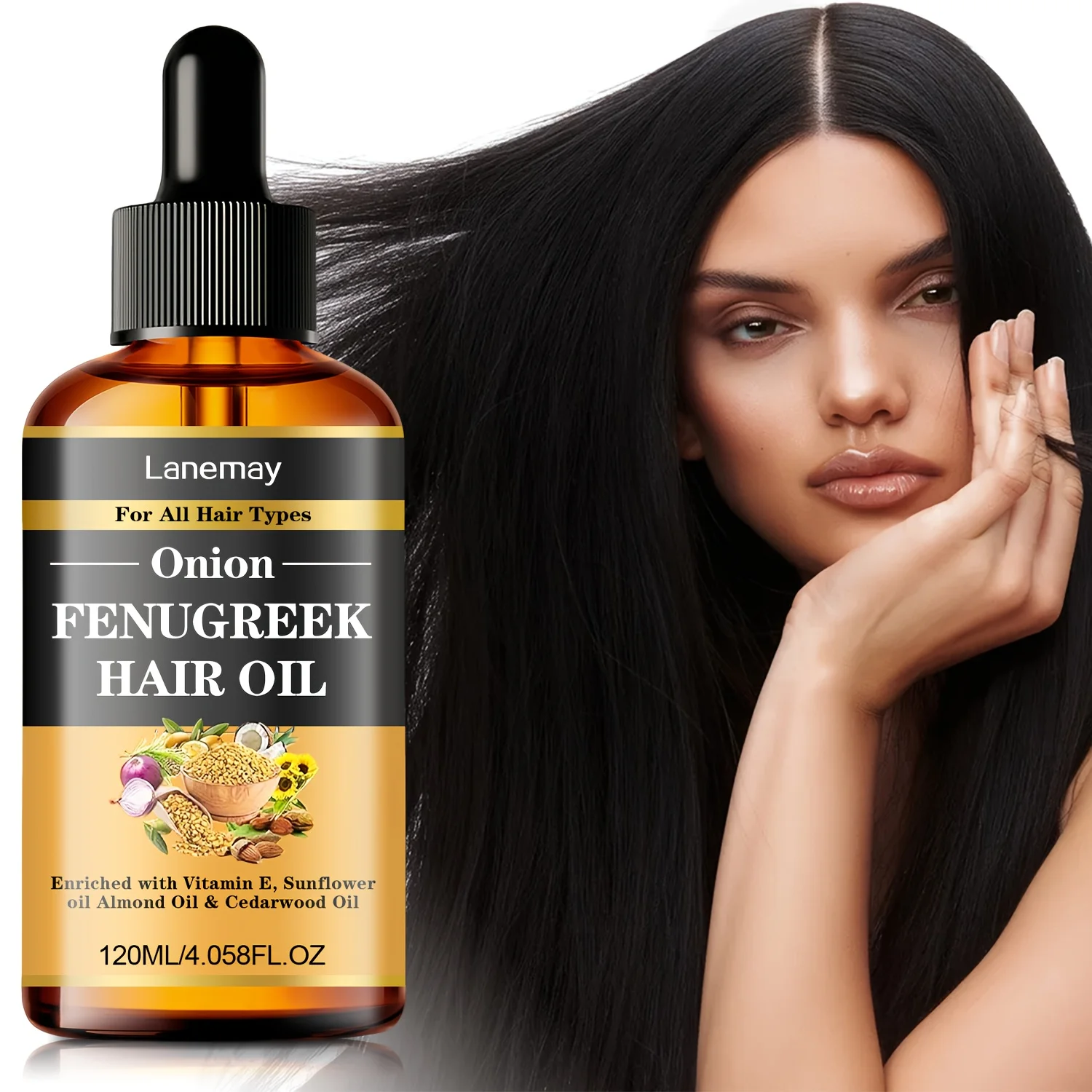 

Onion Mustard Hair Oil Repair Damaged Hair Protect Roots Prevent Frizz Split Ends Soften Add Shine, Natural Ingredients