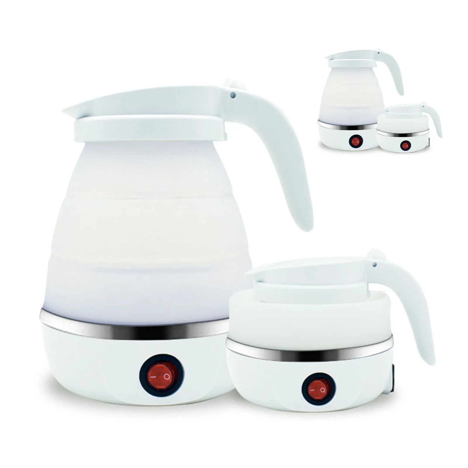 

ZK20 Portable Silicone Folding Travel Electric Kettle Collapsible Electric Kettle for Coffee Tea Fast Water Boiling White