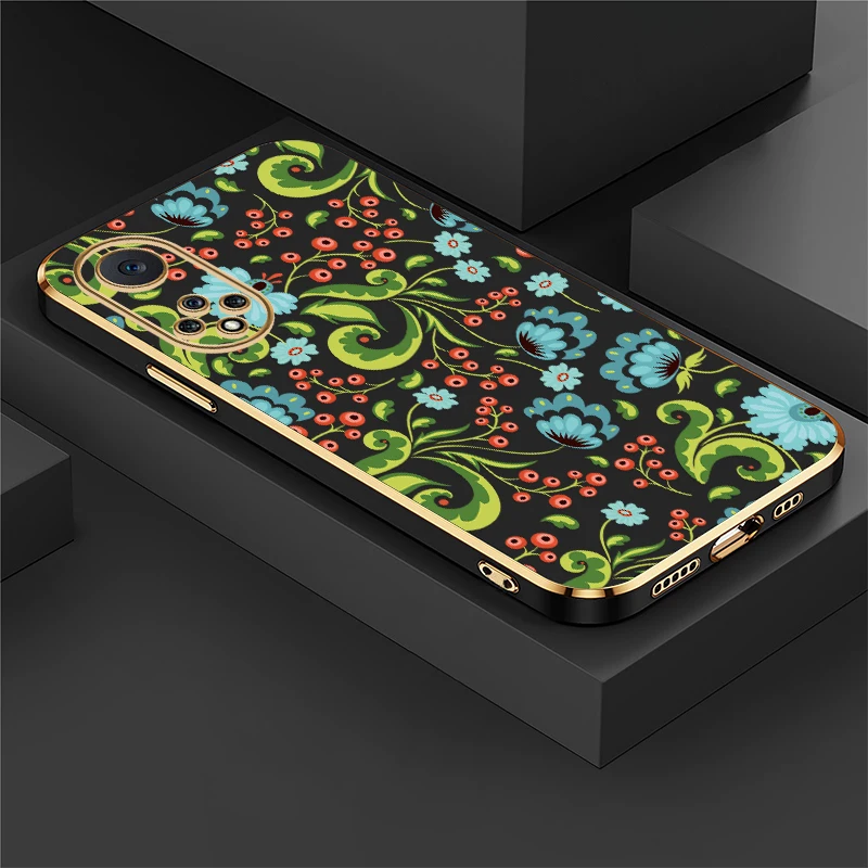 Funda de teléfono con patrón de flores Retro para Huawei Nova 7 6 SE 3i 4e 5T 5i Y70 Plus 9 7i 8i, funda de silicona suave a prueba de golpes