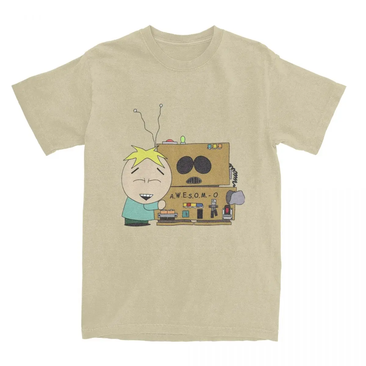 South-Parks My Robot Friend Men\'s T Shirts Butters Stotch Novelty Tees Short Sleeve Round Neck T-Shirt Cotton Printed Clothes