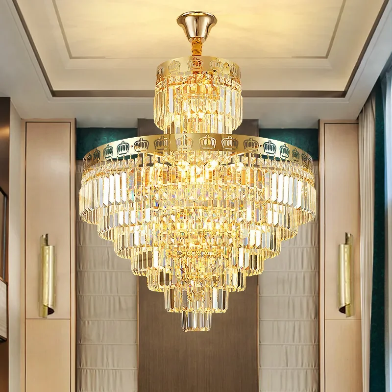 2025 New Crystal Chandelier for Duplex Villa Living Room Middle Floor Hall Lighting Fixture Modern Luxury Ceiling Lamp Decor