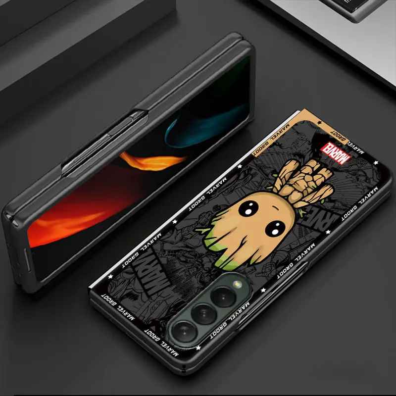 Cartoon Marvel Spiderman Groot Case for Samsung Galaxy Z Fold6 Z Fold4 5G Z Fold3 Z Fold5 5G ZFold4 Hard PC Shockproof Cover image 3