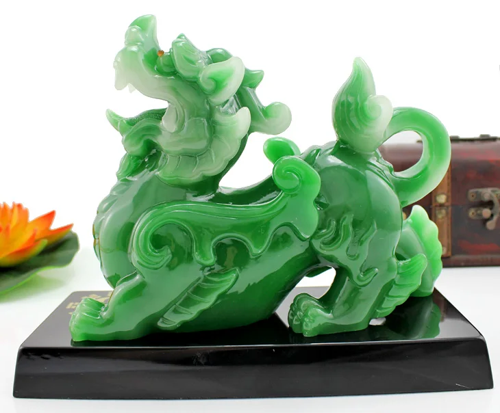 Home store Company SHOP talisman Bring wealth money GOOD LUCK Royal Dragon PI XIU jade resin Sculpture FENG SHUI decor Statue