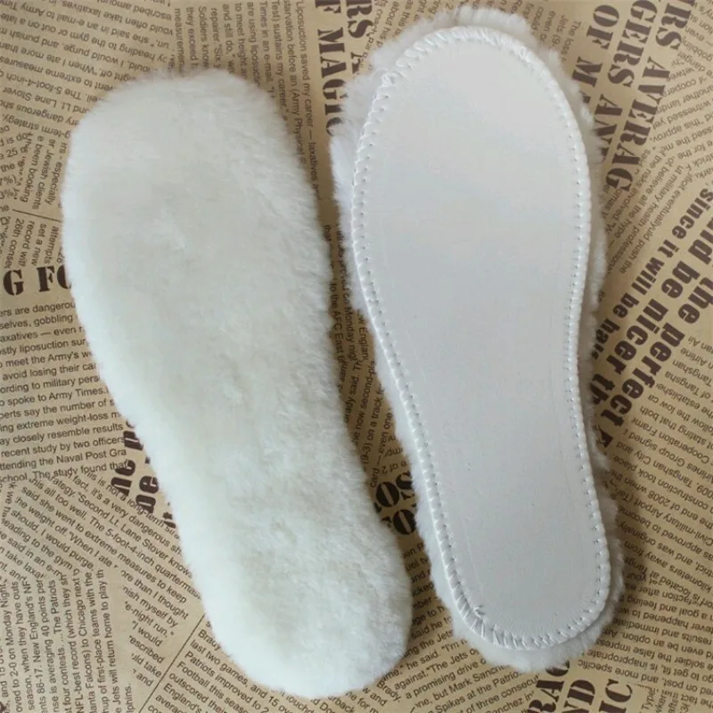 Winter Soft Plush Insoles Women Men Natural Sheepskin Insoles Imitation Rabbit Fur Thick Thermal Snow Boot Keep Warmer Shoe Pads