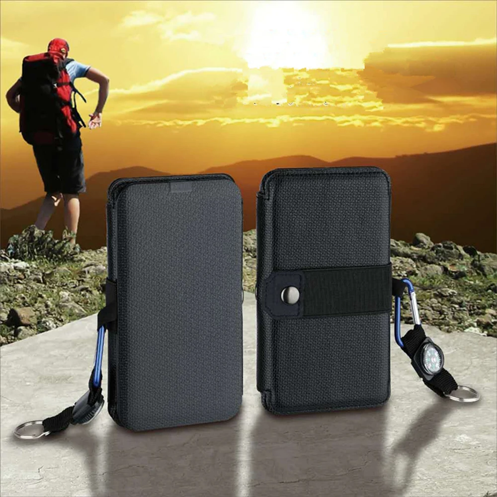 Folding Outdoor Solar Panel Charger Portable 5V 2.1A USB Output Devices Camp Hiking Backpack Travel Power Supply For Smartphones