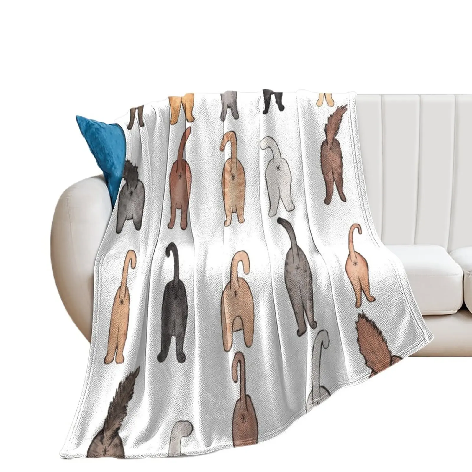 

Cat butts Throw Blanket Picnic Plush Blankets