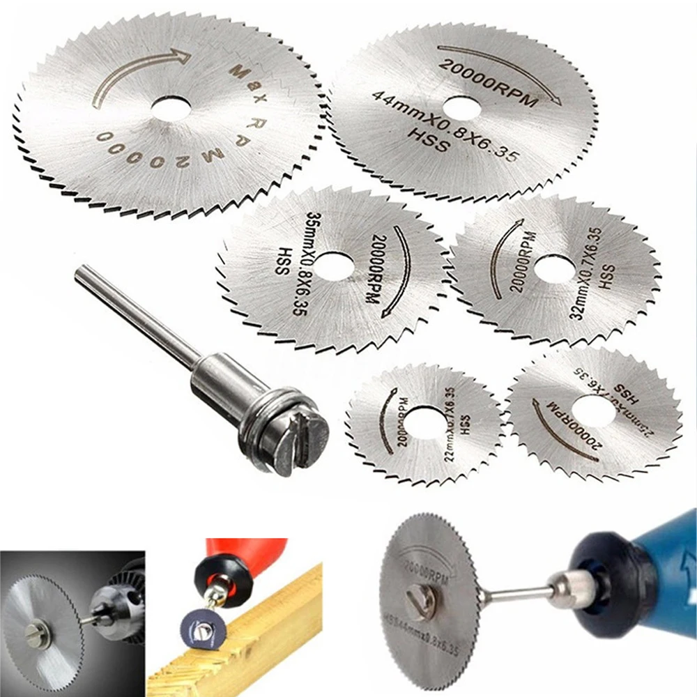 

6pcs High Speed Steel Circular Saw Blade Cutting Disc Rotating Drilling Tool Accessories For Wood Plastic And Aluminum