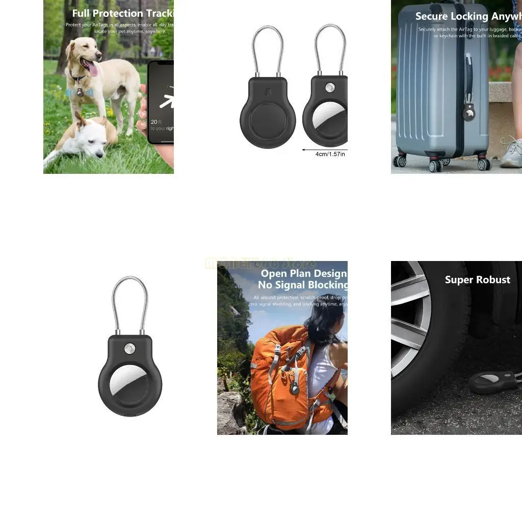 F62C Heavy Duty Tracking Device Protectors Guard mit Antislip -Silikon -Stahlseil für Rucksäcke Gepäck und Keyrings