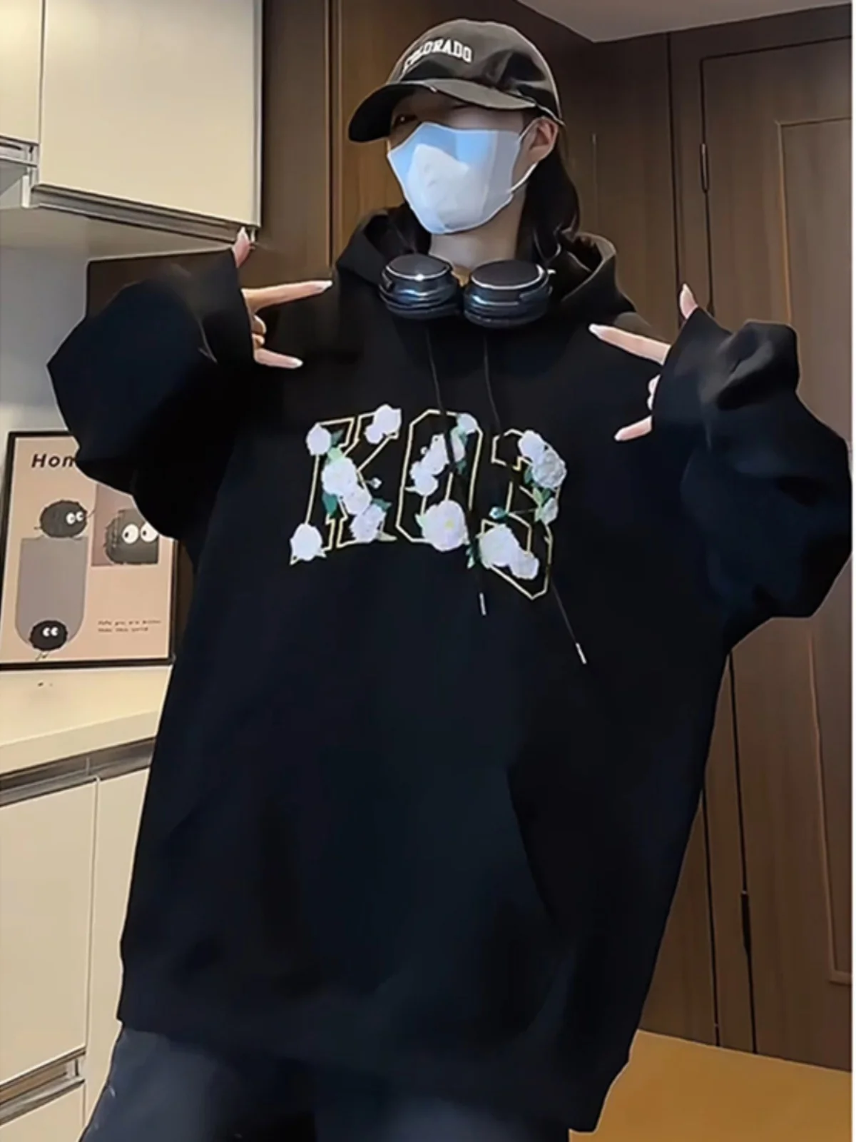 

Bla Heavyweight Hooded Embroidered Sweatirt Men's Casual American Sle High-End Feel Couple's Jaet Autumn Spring