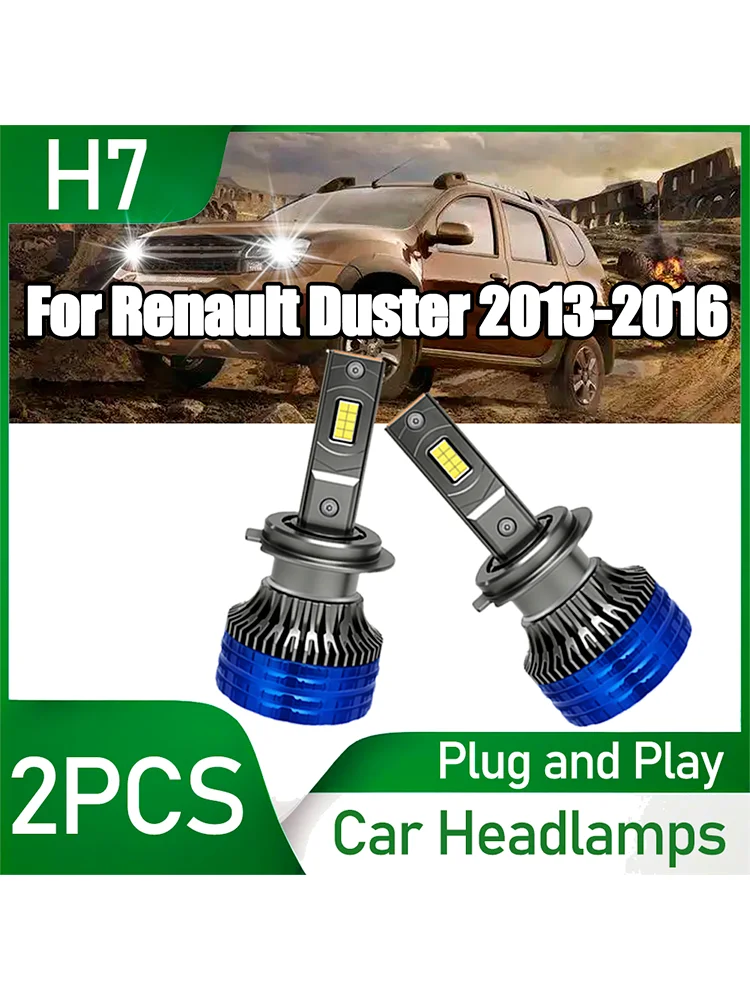 

2 шт. 6000K белые 20000LM H7 светодиодные фары с двойной медной трубкой турбовентилятор авто фары 150 Вт 12 В для Renault Duster 2013-2016