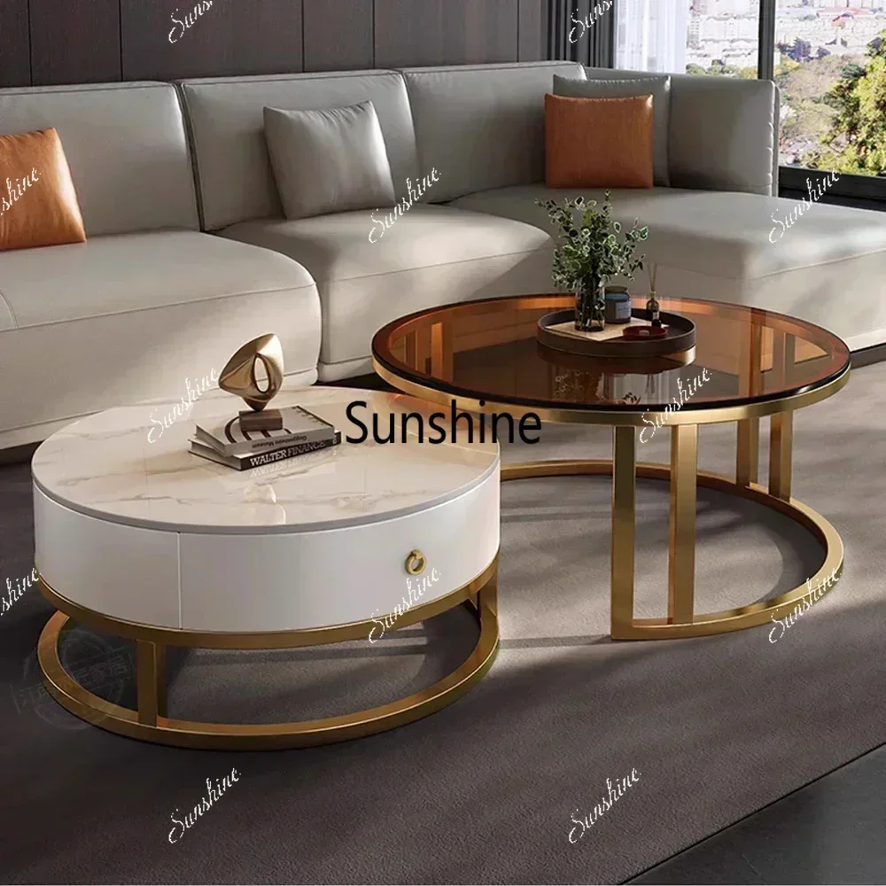 

YRound Unique Coffee Tables Waterproof Modern Simple Metal Coffee Tables Aesthetic Organizer Muebles De La Sala Home Decoration