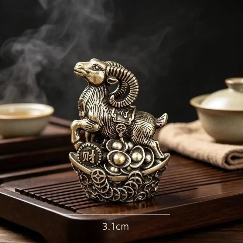 New Alloy Zodiac Wealth-Attracting Ingot Goat Incense Holder Living Room Study Bedroom Decoration Ornament