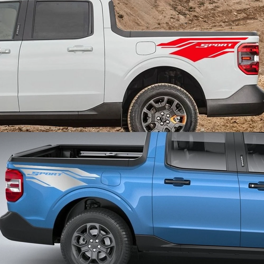 

2PCS Pickup Trunk Stickers Self-adhesive Sport Style Vinyl Decals PVC Auto Body Decoration Sticker Accessories For Ford Maverick