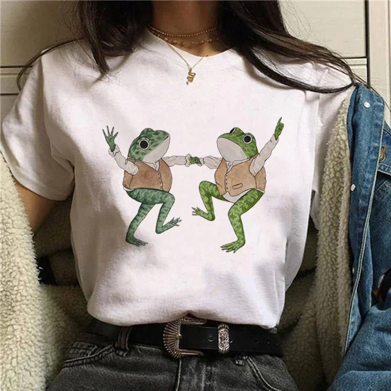 Leisure Academy Style Cartoon Frog T-shirt Spring Summer Leisure Large Women's T-shirt Ulzzang Harajuku Fashion Versatile Short