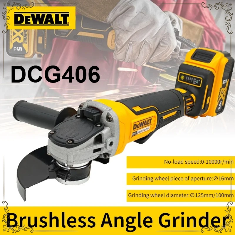 Dewalt 125MM Cordless Brushless Angle Grinder DCG406 9000RPM Cutting Machine Polishing Machine Tool For 20V Lithium Batteries
